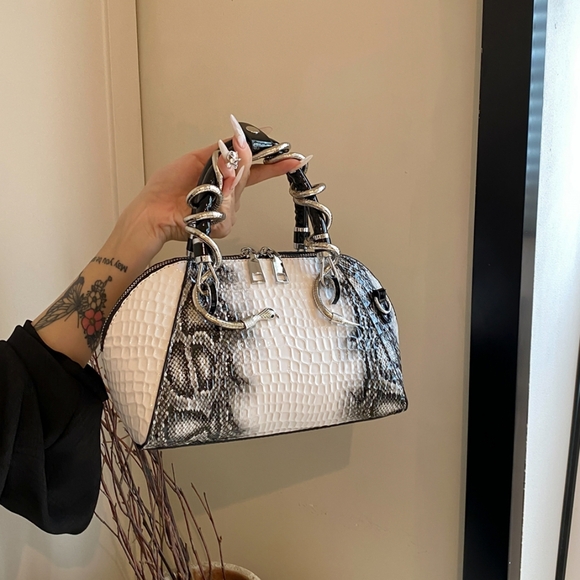Handbags - Designer Luxury Bags For Women Crocodile Pattern Top-handle Shell Bag